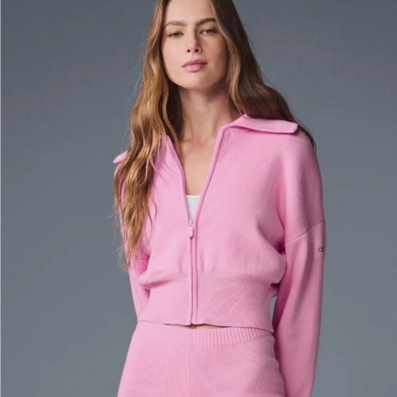 ALO Yoga Sweaters - Alo Yoga Sweet Pink Zip-Up Sweater
